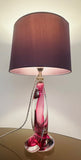 1950s Belgium Val St Lambert Pink Twisted Crystal Glass Lamp Base