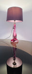 1950s Belgium Val St Lambert Pink Twisted Crystal Glass Lamp Base