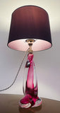 1950s Belgium Val St Lambert Pink Twisted Crystal Glass Lamp Base