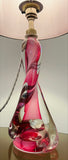 1950s Belgium Val St Lambert Pink Twisted Crystal Glass Lamp Base