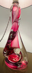 1950s Belgium Val St Lambert Pink Twisted Crystal Glass Lamp Base