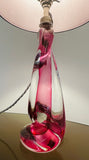 1950s Belgium Val St Lambert Pink Twisted Crystal Glass Lamp Base