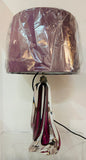 1950s Val St Lambert Purple & Clear Crystal Glass Table Lamp