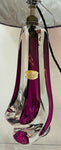 1950s Val St Lambert Purple & Clear Crystal Glass Table Lamp