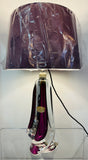 1950s Val St Lambert Purple & Clear Crystal Glass Table Lamp