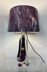 1950s Val St Lambert Purple & Clear Crystal Glass Table Lamp