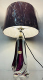 1950s Val St Lambert Purple & Clear Crystal Glass Table Lamp