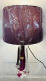 1950s Val St Lambert Purple & Clear Crystal Glass Table Lamp