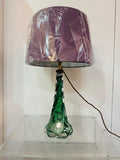 1950s Belgium Val St Lambert Dark Green Twisted Glass Lamp Base