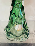 1950s Belgium Val St Lambert Dark Green Twisted Glass Lamp Base