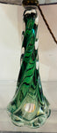 1950s Belgium Val St Lambert Dark Green Twisted Glass Lamp Base