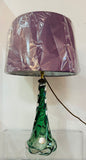 1950s Belgium Val St Lambert Dark Green Twisted Glass Lamp Base