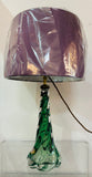 1950s Belgium Val St Lambert Dark Green Twisted Glass Lamp Base