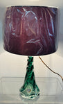 1950s Belgium Val St Lambert Dark Green Twisted Glass Lamp Base