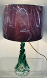 1950s Belgium Val St Lambert Dark Green Twisted Glass Lamp Base