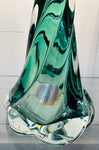 1950s Belgium Val St Lambert Dark Green Twisted Glass Lamp Base