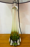 1950s Belgium Val St Lambert Green & Clear Glass Table Lamp