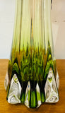 1950s Belgium Val St Lambert Green & Clear Glass Table Lamp