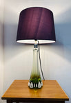 1950s Belgium Val St Lambert Green & Clear Glass Table Lamp