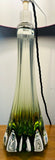 1950s Belgium Val St Lambert Green & Clear Glass Table Lamp