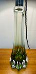 1950s Belgium Val St Lambert Green & Clear Glass Table Lamp