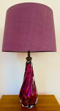 1950s Val St Lambert Purple Crystal Glass Table Lamp