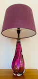 1950s Val St Lambert Purple Crystal Glass Table Lamp