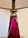 1950s Val St Lambert Purple Crystal Glass Table Lamp