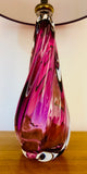 1950s Val St Lambert Purple Crystal Glass Table Lamp