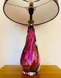 1950s Val St Lambert Purple Crystal Glass Table Lamp