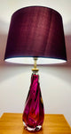 1950s Val St Lambert Purple Crystal Glass Table Lamp