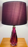 1950s Val St Lambert Purple Crystal Glass Table Lamp