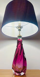 1950s Val St Lambert Purple Crystal Glass Table Lamp