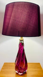 1950s Val St Lambert Purple Crystal Glass Table Lamp