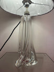 1950s Val St Lambert Clear Glass Table Lamp Signed