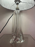 1950s Val St Lambert Clear Glass Table Lamp Signed