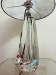 1950s Val St Lambert Clear Glass Table Lamp Signed