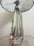 1950s Val St Lambert Clear Glass Table Lamp Signed