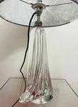 1950s Val St Lambert Clear Glass Table Lamp Signed