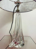 1950s Val St Lambert Clear Glass Table Lamp Signed