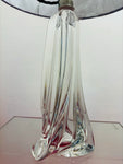 1950s Val St Lambert Clear Glass Table Lamp Signed