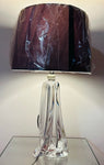 1950s Val St Lambert Clear Glass Table Lamp Signed