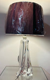 1950s Val St Lambert Clear Glass Table Lamp Signed