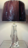 1950s Val St Lambert Clear Glass Table Lamp Signed