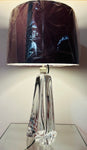 1950s Val St Lambert Clear Glass Table Lamp Signed