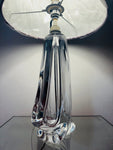 1950s Val St Lambert Clear Glass Table Lamp Signed