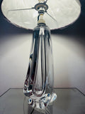 1950s Val St Lambert Clear Glass Table Lamp Signed