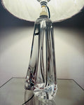 1950s Val St Lambert Clear Glass Table Lamp Signed