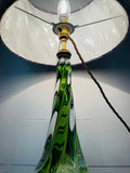 1950s Belgium Val St Lambert Light Green Twisted Glass Lamp Base