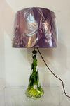 1950s Belgium Val St Lambert Light Green Twisted Glass Lamp Base